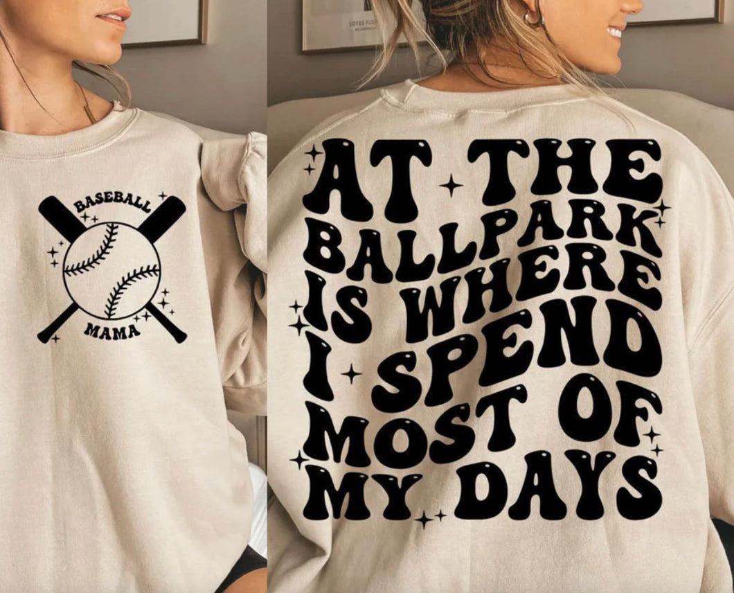 At The Ballpark Is Where I Spend Most Of My Days Sweatshirt